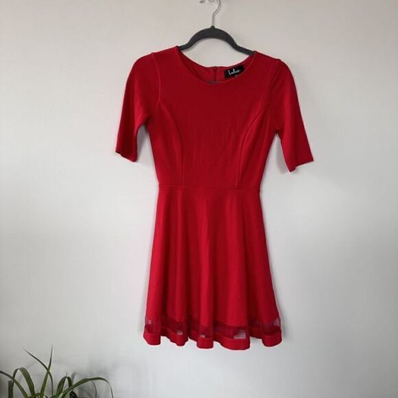 Lulu’s Sheer Factor Red Mesh Skater Dress - Picture 10 of 14